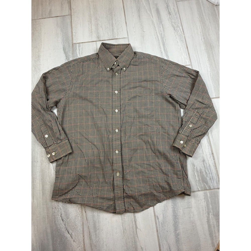 Orvis Country Twill Shirt Mens Large L Plaid Check Cotton ButtonDown Long Sleeve